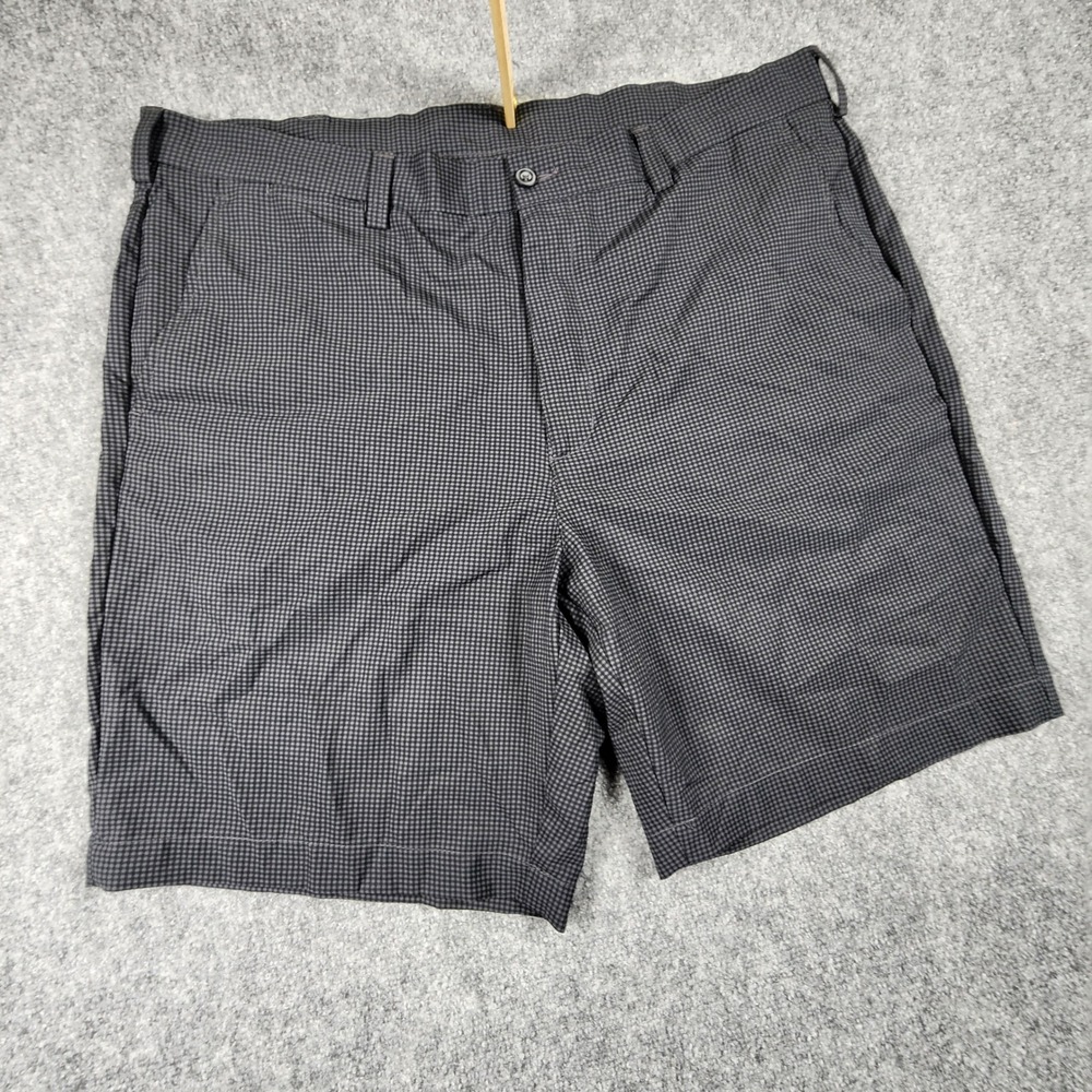 PGA Tour Mens Golf Shorts Size 40 Black Grey Micro Check Stretch Flat Front